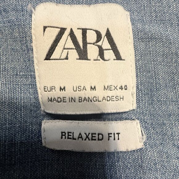 Women’s Denim Pearl Snap Cowboy Western Dark Wash Medium Zara - Picture 10 of 12